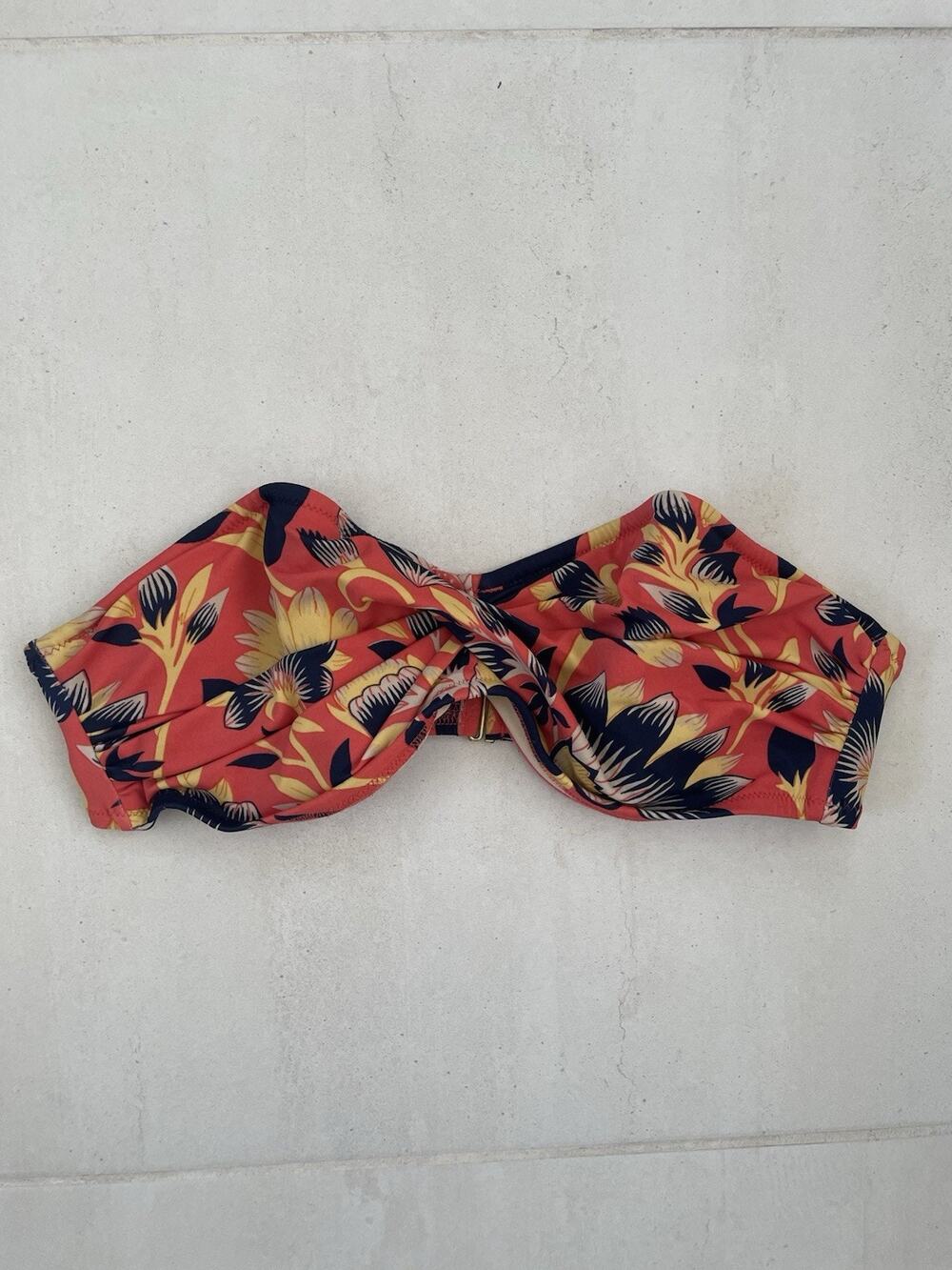 J. Crew Swim Bikini Top Strapless Bandeau Swimwear Floral Summer 38C